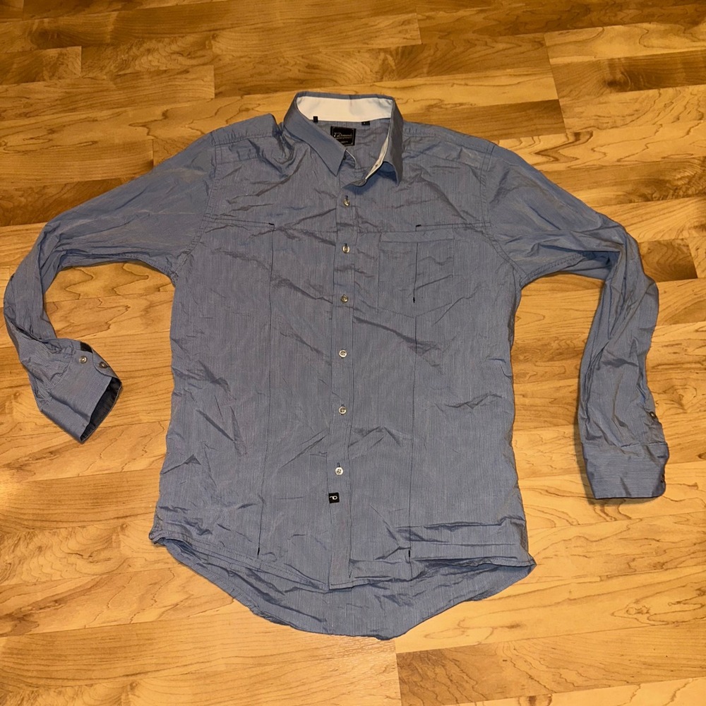 7 Diamonds Striped Button Down Shirt Long‎ Sleeve Casual Mens Size L